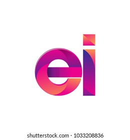 Initial Letter EI Logo Lowercase, magenta and orange, Modern and Simple Logo Design.