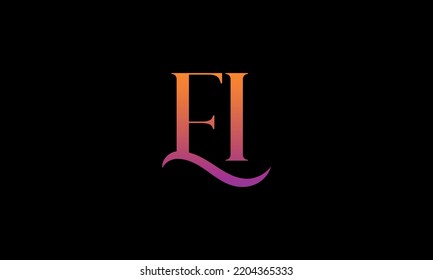 Initial Letter EI Logo. EI Stock Letter Logo design.