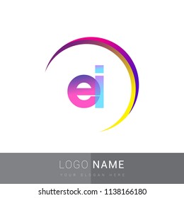 initial letter EI logotype company name, coloreful and swoosh design. vector logo for business and company identity.