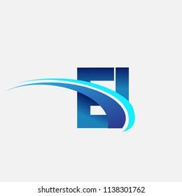 initial letter EI logotype company name colored blue and swoosh design. vector logo for business and company identity.
