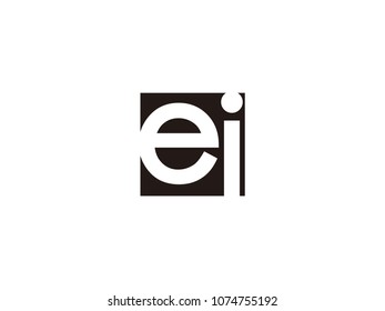 Initial letter ei lowercase logo black and white