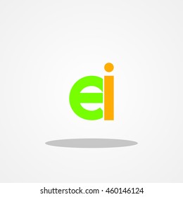 Initial letter EI lowercase logo design template leaf green orange