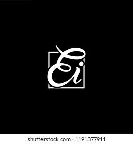 Initial letter EI IE minimalist art monogram shape logo, white color on black background
