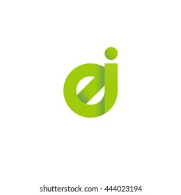initial letter ei modern linked circle round lowercase logo green