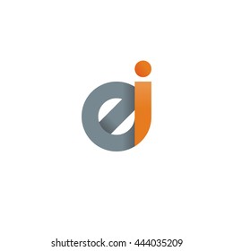 initial letter ei modern linked circle round lowercase logo orange gray