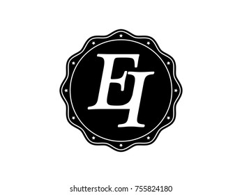 Initial letter EI monogram logo black seal stamp lace