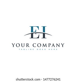 Initial letter EI, overlapping movement swoosh horizon logo company design inspiration in blue and gray color vector