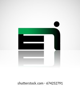 Initial letter EI uppercase modern and simple logo linked green and black colored, isolated in white background. Vector design for company identity.