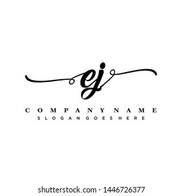 Initial letter EJ beautiful handwriting logo vector template