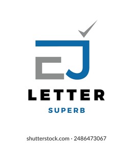 Initial Letter EJ Check Mark Icon Logo Design Template