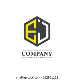 Initial Letter EJ EI Hexagonal Design Logo