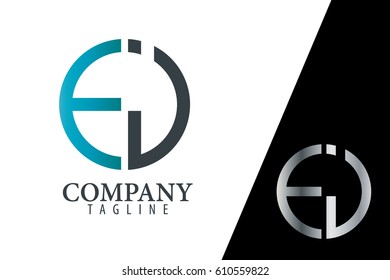 Initial Letter EJ FJ With Linked Circle Logo