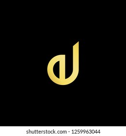 Initial letter EJ JE minimalist art logo, gold color on black background. - Vector 