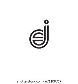 Initial letter ej, linked outline rounded lowercase, monogram black