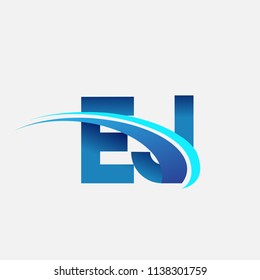 initial letter EJ logotype company name colored blue and swoosh design. vector logo for business and company identity.
