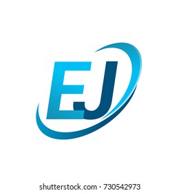 initial letter EJ logotype company name colored blue swoosh design concept. vector logo for business and company identity.