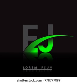 initial letter EJ logotype company name colored green and black swoosh design. vector logo for business and company identity.
