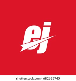 initial letter ej white logo in red background
