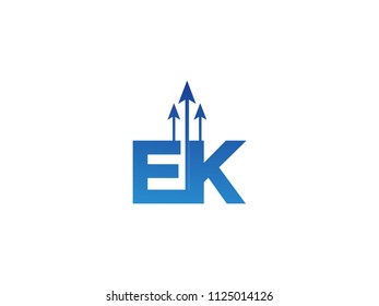 Initial Letter EK Arrow Chart Finance Business