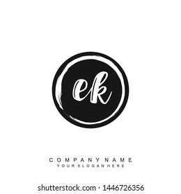 Initial letter EK beautiful handwriting logo vector template