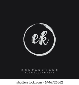 Initial letter EK beautiful handwriting logo vector template