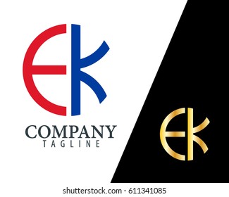 Initial Letter EK FK With Linked Circle Logo