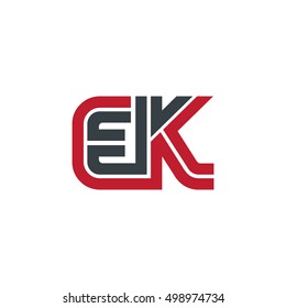 Initial Letter EK Linked Design Logo Red Black