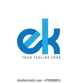 Initial Letter EK Linked Lowercase Logo Blue