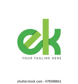 Initial Letter EK Linked Lowercase Logo Green