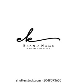 EK-Logo für den Anfangsbuchstaben - handgeschriebenes Signaturstil-Logo
