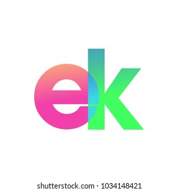 Initial Letter EK Lowercase Logo green, pink and Blue, Modern and Simple Logo Design.