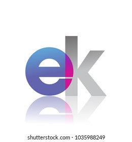 Initial Letter EK Lowercase overlap Logo Blue, pink and grey, Modern and Simple Logo Design.