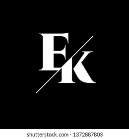Initial Letter EK Monogram Sliced. Logo template isolated on white background