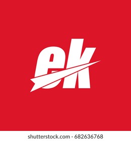 initial letter ek white logo in red background