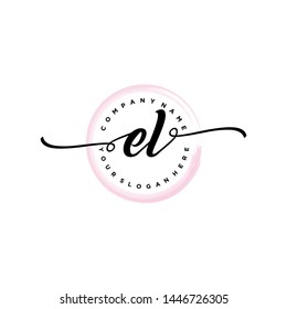 Initial letter EL beautiful handwriting logo vector template