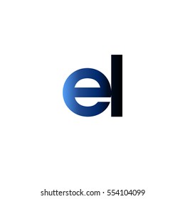Initial letter EL blue black gradation color logo
