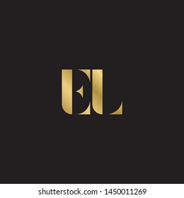 Initial letter el e l uppercase modern logo design template elements. Gold letter Isolated on black  background. Suitable for business, consulting group company.