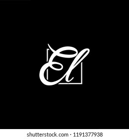 Initial letter EL LE minimalist art monogram shape logo, white color on black background