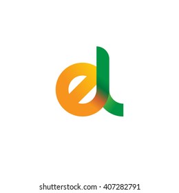 initial letter el linked circle lowercase logo orange green