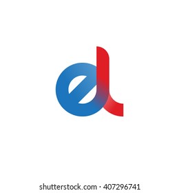 initial letter el linked circle lowercase logo blue red