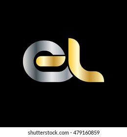 Initial Letter EL Linked Circle Lowercase Logo Silver Gold