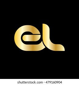 Initial Letter EL Linked Circle Lowercase Logo Gold