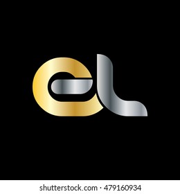 Initial Letter EL Linked Circle Lowercase Logo Gold Silver