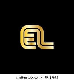 Initial Letter EL Linked Design Logo Gold