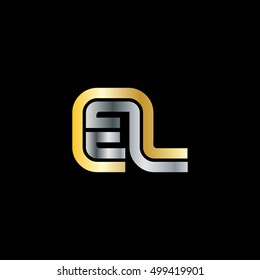 Initial Letter EL Linked Design Logo Gold Silver