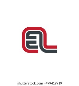 Initial Letter EL Linked Design Logo Red Black