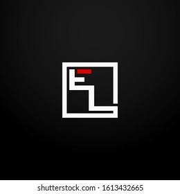 Initial letter EL linked square logo white and red color. Corporate identity design template element. Industry, finance, bank logotype. Square group, technology interaction, network integrate concept.