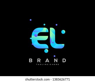 Initial letter EL logo with colorful background, letter combination logo design for creative industry, web, business and company. - Vector