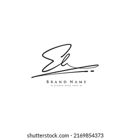 Initial Letter EL Logo - Handwritten Signature Style Logo