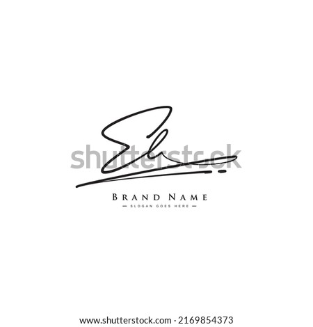 Initial Letter EL Logo - Handwritten Signature Style Logo Stock fotó © 